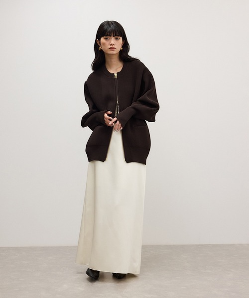 ADAM ET ROPE'(アダムエロペ)の「【WEB限定】・【定番】ジップニットカーディガン(カーディガン/ボレロ・レディース・ダークブラウン/ブラック/チャコールグレー・FREE)」の7枚目の写真