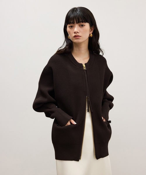 ADAM ET ROPE'(アダムエロペ)の「【WEB限定】・【定番】ジップニットカーディガン(カーディガン/ボレロ・レディース・ダークブラウン/ブラック/チャコールグレー・FREE)」の14枚目の写真