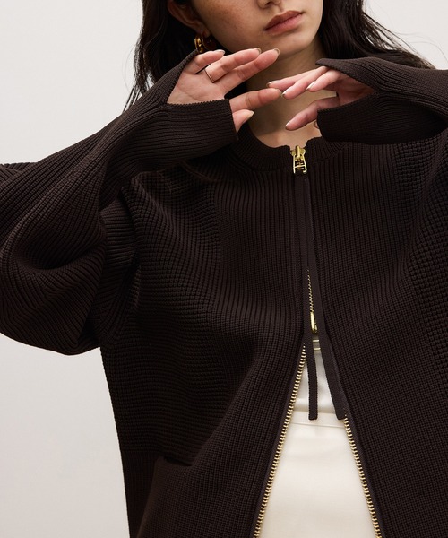 ADAM ET ROPE'(アダムエロペ)の「【WEB限定】・【定番】ジップニットカーディガン(カーディガン/ボレロ・レディース・ダークブラウン/ブラック/チャコールグレー・FREE)」の16枚目の写真