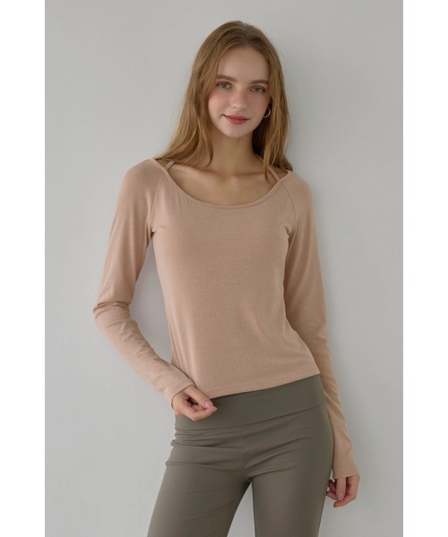 Halter Neck Long-Sleeve Padded Top /パッドin ホルターネック