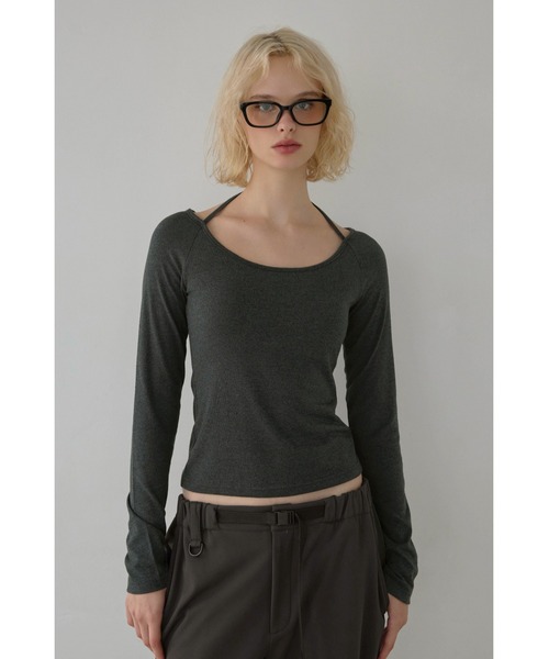 Halter Neck Long-Sleeve Padded Top /パッドin ホルターネック