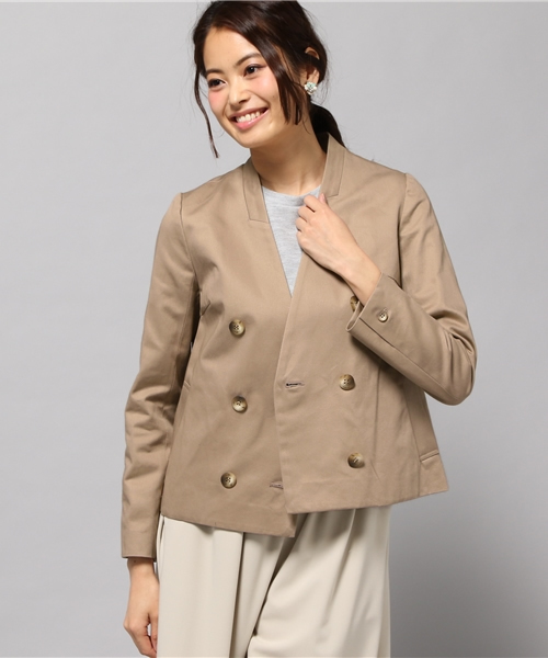 LIMITLESS LUXURY（リミットレスラグジュアリー）の「ノーカラージャケット◆（その他アウター・レディース・ベージュ/グレー/ホワイト・38/36）」の3枚目の写真