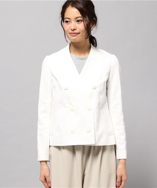 LIMITLESS LUXURY（リミットレスラグジュアリー）の「ノーカラージャケット◆（その他アウター・レディース・ベージュ/グレー/ホワイト・38/36）」の12枚目の写真