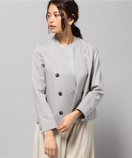 LIMITLESS LUXURY（リミットレスラグジュアリー）の「ノーカラージャケット◆（その他アウター・レディース・ベージュ/グレー/ホワイト・38/36）」の14枚目の写真