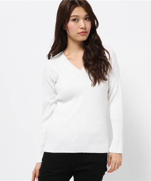 N.（N. Natural Beauty Basic）（エヌエヌナチュラルビューティーベーシック）の「ワイドリブカットソー（ニット/セーター・レディース・ホワイト/ピンク/ネイビー/グレー・MEDIUM）」の2枚目の写真