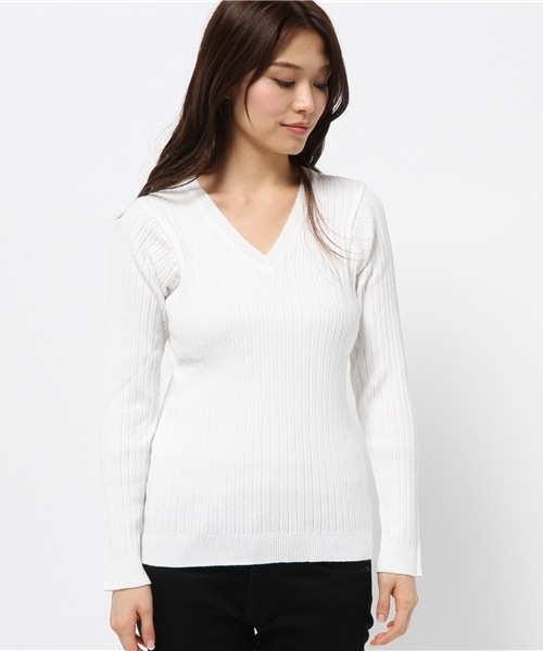 N.（N. Natural Beauty Basic）（エヌエヌナチュラルビューティーベーシック）の「ワイドリブカットソー（ニット/セーター・レディース・ホワイト/ピンク/ネイビー/グレー・MEDIUM）」の5枚目の写真