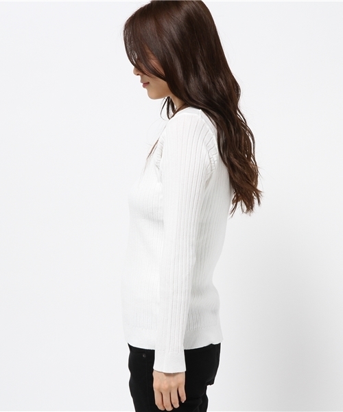 N.（N. Natural Beauty Basic）（エヌエヌナチュラルビューティーベーシック）の「ワイドリブカットソー（ニット/セーター・レディース・ホワイト/ピンク/ネイビー/グレー・MEDIUM）」の6枚目の写真