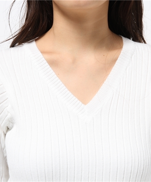 N.（N. Natural Beauty Basic）（エヌエヌナチュラルビューティーベーシック）の「ワイドリブカットソー（ニット/セーター・レディース・ホワイト/ピンク/ネイビー/グレー・MEDIUM）」の8枚目の写真