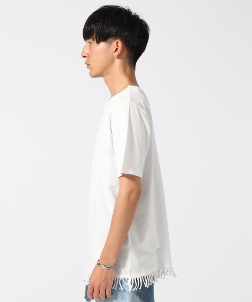 RAGEBLUE(レイジブルー)の「<トレンドのフリンジ仕様>40/2フリンジTシャツ/722272(Tシャツ/カットソー・メンズ・ブラック/ホワイト/キャメル・MEDIUM/LARGE)」の4枚目の写真
