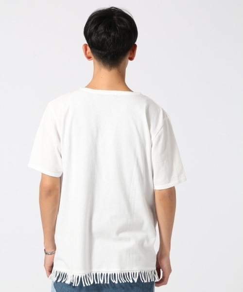 RAGEBLUE(レイジブルー)の「<トレンドのフリンジ仕様>40/2フリンジTシャツ/722272(Tシャツ/カットソー・メンズ・ブラック/ホワイト/キャメル・MEDIUM/LARGE)」の5枚目の写真