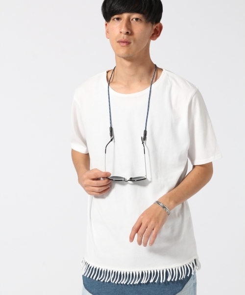 RAGEBLUE(レイジブルー)の「<トレンドのフリンジ仕様>40/2フリンジTシャツ/722272(Tシャツ/カットソー・メンズ・ブラック/ホワイト/キャメル・MEDIUM/LARGE)」の16枚目の写真