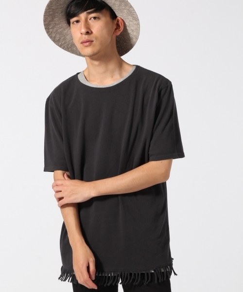RAGEBLUE(レイジブルー)の「<トレンドのフリンジ仕様>40/2フリンジTシャツ/722272(Tシャツ/カットソー・メンズ・ブラック/ホワイト/キャメル・MEDIUM/LARGE)」の17枚目の写真