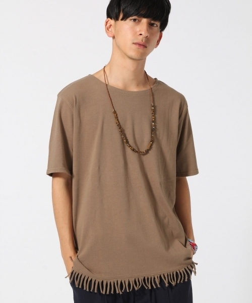 RAGEBLUE(レイジブルー)の「<トレンドのフリンジ仕様>40/2フリンジTシャツ/722272(Tシャツ/カットソー・メンズ・ブラック/ホワイト/キャメル・MEDIUM/LARGE)」の18枚目の写真