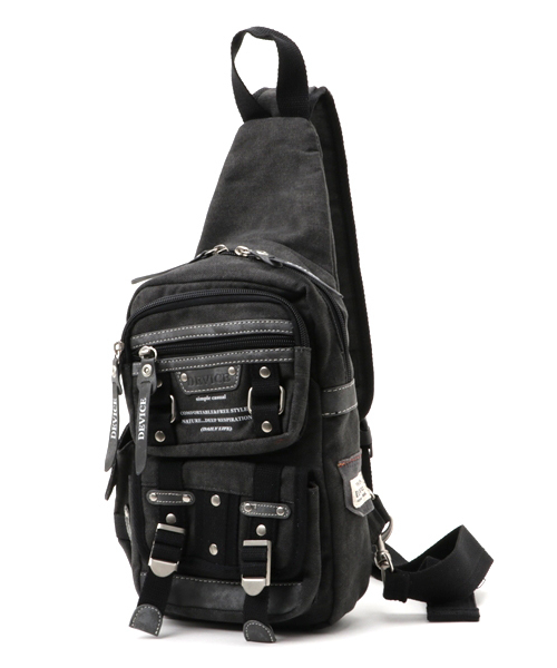 DEVICE（デバイス）の「DEVICE デバイス Haze2 ミリタリー ムラ染め キャンバス ボディバッグ ショルダーバッグ（ボディバッグ/ウエストポーチ・メンズ・ブラック/カーキ/ブラウン・FREE）」の12枚目の写真