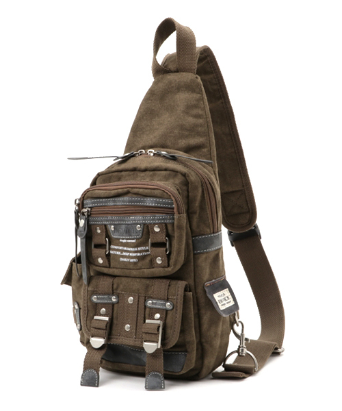 DEVICE（デバイス）の「DEVICE デバイス Haze2 ミリタリー ムラ染め キャンバス ボディバッグ ショルダーバッグ（ボディバッグ/ウエストポーチ・メンズ・ブラック/カーキ/ブラウン・FREE）」の10枚目の写真