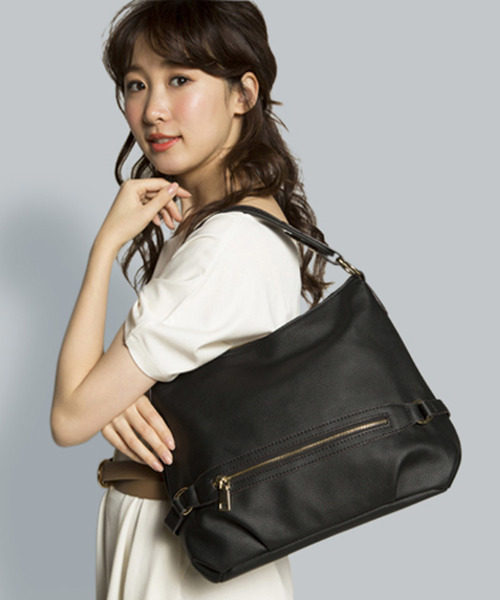 PLAIN CLOTHING（プレーンクロージング）の「フロントZIPトートバッグ/ショルダーバッグ【PLAIN CLOTHING】（トートバッグ・レディース・ブラック/ボルドー/キャメル/ネイビー/グレー・FREE）」の20枚目の写真