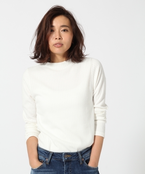 GLOBAL WORK（グローバルワーク）の「キモウリブハイネックプルオーバー長袖/743857（Tシャツ/カットソー・レディース・ベージュ系その他/ワインレッド/グレー/ホワイト/ブラウン/ブラック・MEDIUM/LARGE）」の2枚目の写真