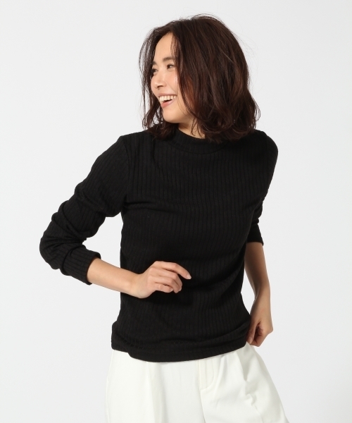 GLOBAL WORK（グローバルワーク）の「キモウリブハイネックプルオーバー長袖/743857（Tシャツ/カットソー・レディース・ベージュ系その他/ワインレッド/グレー/ホワイト/ブラウン/ブラック・MEDIUM/LARGE）」の3枚目の写真