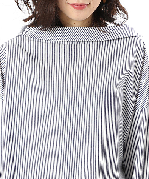 ivory court（アイボリーコート）の「100/2 ブロードサイドカラー シャツプルオーバー♯（シャツ/ブラウス・レディース・ネイビー/サックスブルー・FREE）」の9枚目の写真