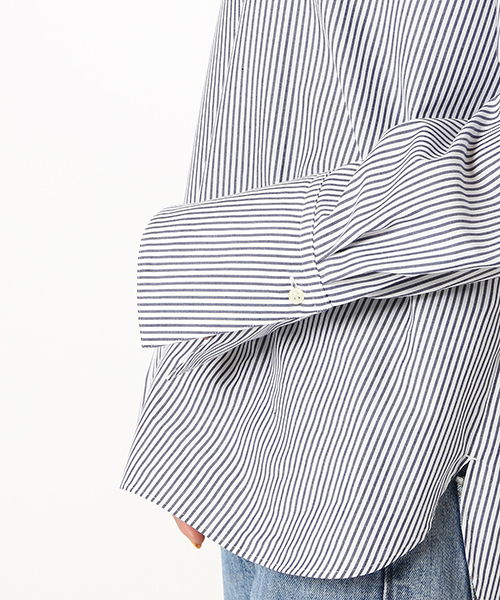 ivory court（アイボリーコート）の「100/2 ブロードサイドカラー シャツプルオーバー♯（シャツ/ブラウス・レディース・ネイビー/サックスブルー・FREE）」の5枚目の写真