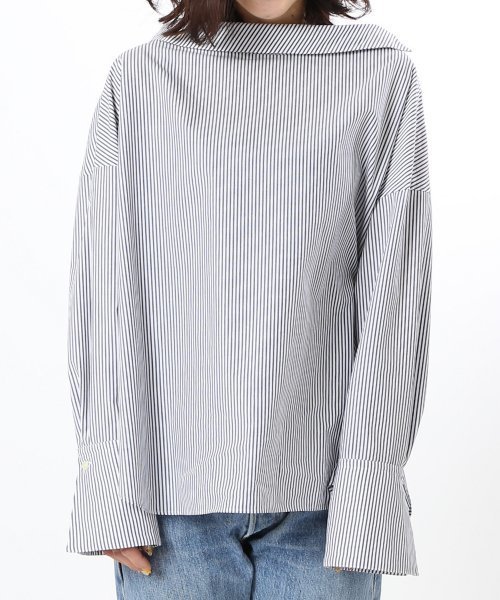 ivory court（アイボリーコート）の「100/2 ブロードサイドカラー シャツプルオーバー♯（シャツ/ブラウス・レディース・ネイビー/サックスブルー・FREE）」の11枚目の写真