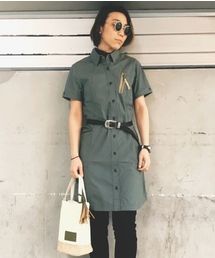 AVIREX | 「InRed5月号掲載　女優の上戸彩さん着用商品」/ FUDGE5月号掲載商品/ avirex/ アヴィレックス/ S/S STRETCH SIDE POCKETS SH/ONE PIECE/ ストレッチ サイドポケット シャツワンピース(シャツワンピース)