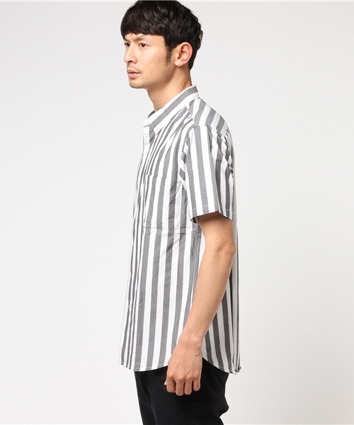 Denime（ドゥニーム）の「ワイドストライプ半袖シャツ（シャツ/ブラウス・メンズ・グレー系その他4/ブルー系その他4・LARGE/MEDIUM/X-LARGE）」の7枚目の写真