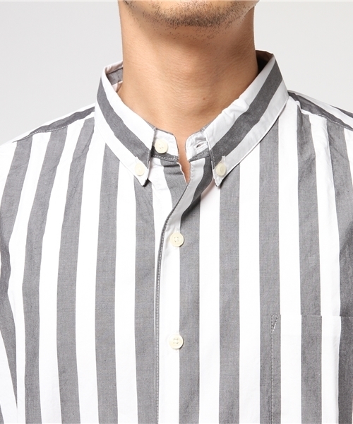 Denime（ドゥニーム）の「ワイドストライプ半袖シャツ（シャツ/ブラウス・メンズ・グレー系その他4/ブルー系その他4・LARGE/MEDIUM/X-LARGE）」の9枚目の写真