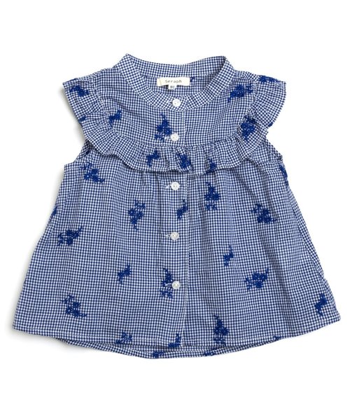 Seraph（セラフ）の「3色2柄ノースリーブブラウス（シャツ/ブラウス・キッズ・オフホワイト/ブラック/ネイビー・140/120/110/130/100/80/90/95）」の3枚目の写真