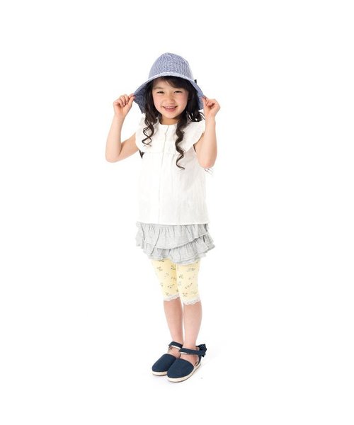 Seraph（セラフ）の「3色2柄ノースリーブブラウス（シャツ/ブラウス・キッズ・オフホワイト/ブラック/ネイビー・140/120/110/130/100/80/90/95）」の16枚目の写真