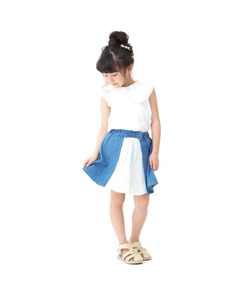 Seraph（セラフ）の「3色2柄ノースリーブブラウス（シャツ/ブラウス・キッズ・オフホワイト/ブラック/ネイビー・140/120/110/130/100/80/90/95）」の7枚目の写真