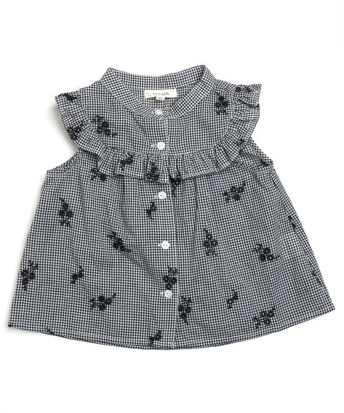 Seraph（セラフ）の「3色2柄ノースリーブブラウス（シャツ/ブラウス・キッズ・オフホワイト/ブラック/ネイビー・140/120/110/130/100/80/90/95）」の8枚目の写真