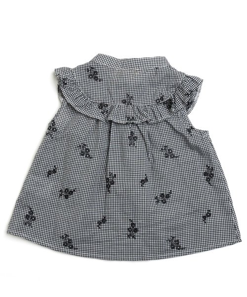 Seraph（セラフ）の「3色2柄ノースリーブブラウス（シャツ/ブラウス・キッズ・オフホワイト/ブラック/ネイビー・140/120/110/130/100/80/90/95）」の10枚目の写真