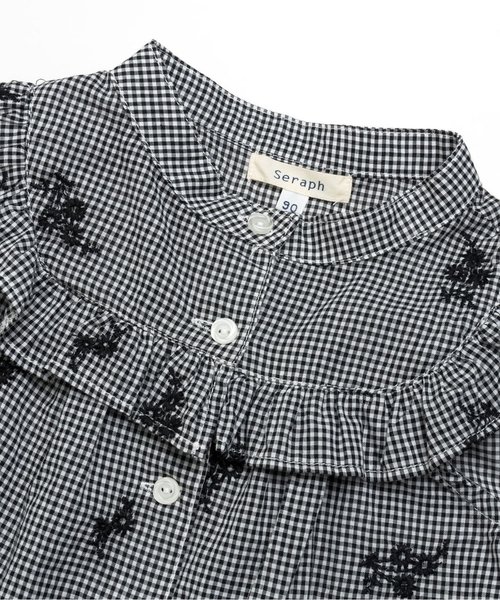 Seraph（セラフ）の「3色2柄ノースリーブブラウス（シャツ/ブラウス・キッズ・オフホワイト/ブラック/ネイビー・140/120/110/130/100/80/90/95）」の4枚目の写真