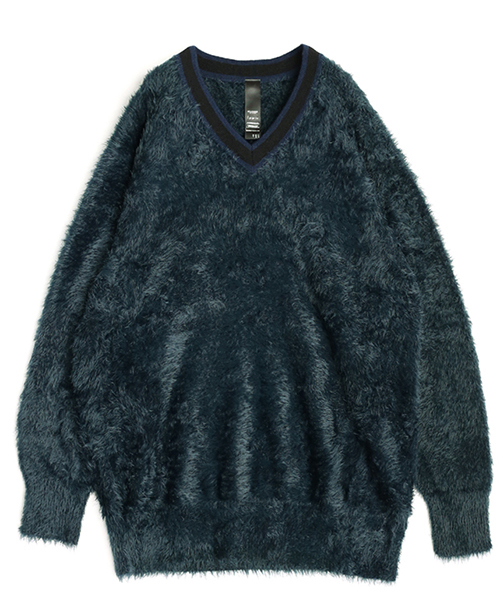 SHAREEF（シャリーフ）の「LONG SHAGGY PULL-OVER（ニット/セーター・メンズ・ブラック/ダークグリーン/パープル・1/2）」の2枚目の写真