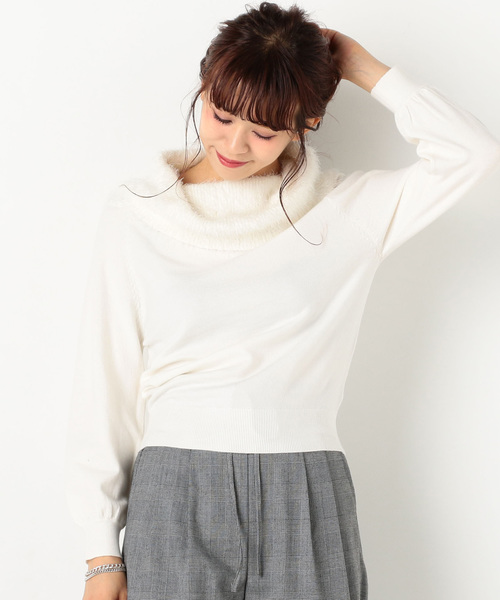 archives（アルシーヴ）の「エリファーオフタートルプルオーバー（ニット/セーター・レディース・オフホワイト/グレー/ブラック/パープル・MEDIUM）」の2枚目の写真