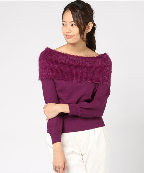 archives（アルシーヴ）の「エリファーオフタートルプルオーバー（ニット/セーター・レディース・オフホワイト/グレー/ブラック/パープル・MEDIUM）」の16枚目の写真