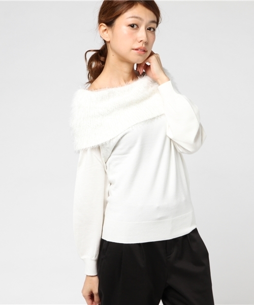 archives（アルシーヴ）の「エリファーオフタートルプルオーバー（ニット/セーター・レディース・オフホワイト/グレー/ブラック/パープル・MEDIUM）」の14枚目の写真