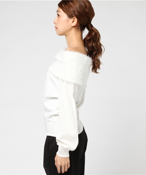 archives（アルシーヴ）の「エリファーオフタートルプルオーバー（ニット/セーター・レディース・オフホワイト/グレー/ブラック/パープル・MEDIUM）」の6枚目の写真