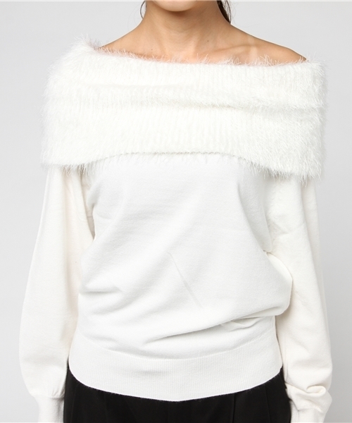 archives（アルシーヴ）の「エリファーオフタートルプルオーバー（ニット/セーター・レディース・オフホワイト/グレー/ブラック/パープル・MEDIUM）」の10枚目の写真