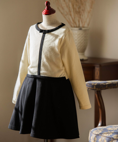 Catherine Cottage（キャサリンコテージ）の「アンサンブル風ドッキングワンピース（ワンピース・キッズ・ホワイト/ブラック・120/150/140/110/130/160）」の4枚目の写真