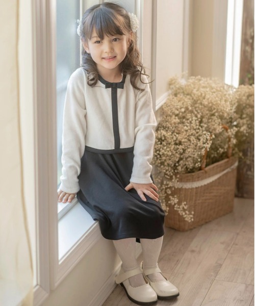 Catherine Cottage（キャサリンコテージ）の「アンサンブル風ドッキングワンピース（ワンピース・キッズ・ホワイト/ブラック・120/150/140/110/130/160）」の18枚目の写真