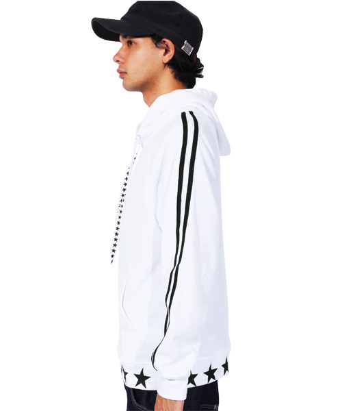 ８(eight)（エイト）の「星柄 ライン プルオーバー パーカー スウェット （パーカー・メンズ・ホワイト/ブラック/ピンク・MEDIUM/LARGE）」の11枚目の写真