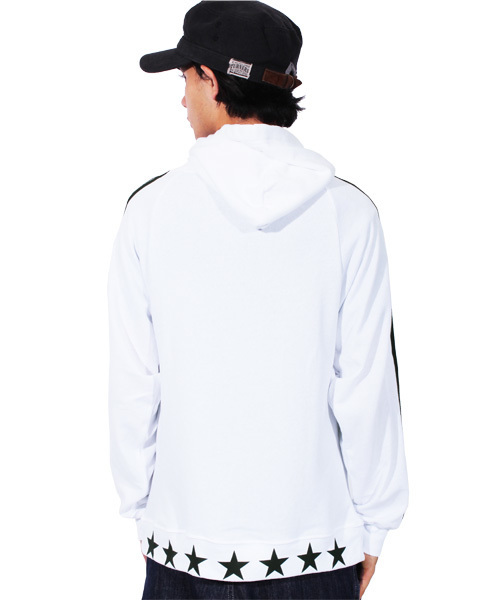 ８(eight)（エイト）の「星柄 ライン プルオーバー パーカー スウェット （パーカー・メンズ・ホワイト/ブラック/ピンク・MEDIUM/LARGE）」の7枚目の写真