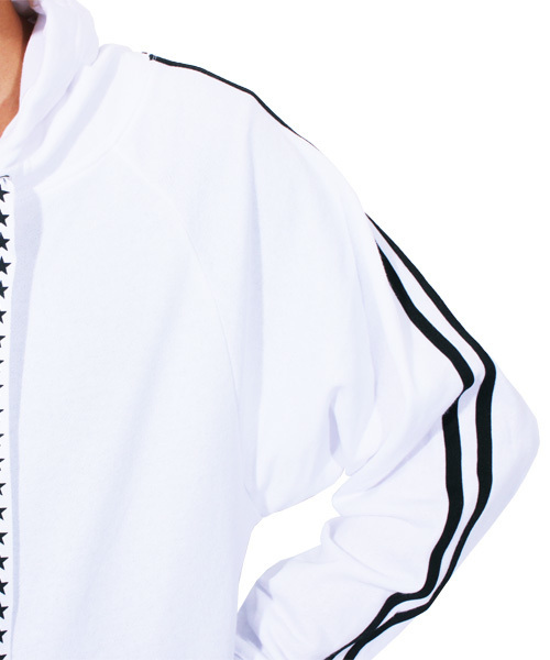 ８(eight)（エイト）の「星柄 ライン プルオーバー パーカー スウェット （パーカー・メンズ・ホワイト/ブラック/ピンク・MEDIUM/LARGE）」の9枚目の写真