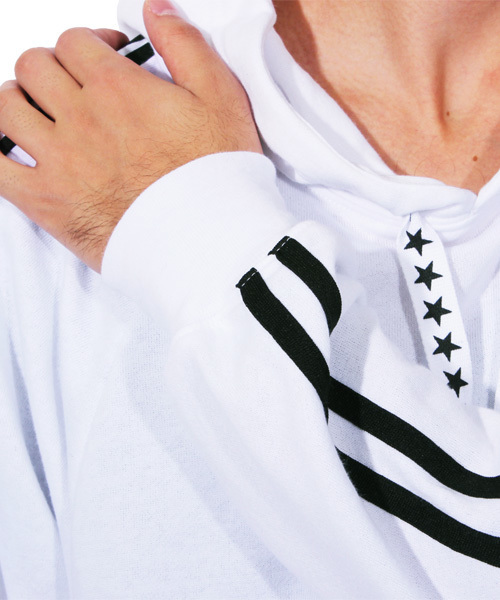 ８(eight)（エイト）の「星柄 ライン プルオーバー パーカー スウェット （パーカー・メンズ・ホワイト/ブラック/ピンク・MEDIUM/LARGE）」の16枚目の写真