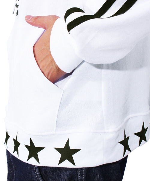 ８(eight)（エイト）の「星柄 ライン プルオーバー パーカー スウェット （パーカー・メンズ・ホワイト/ブラック/ピンク・MEDIUM/LARGE）」の19枚目の写真
