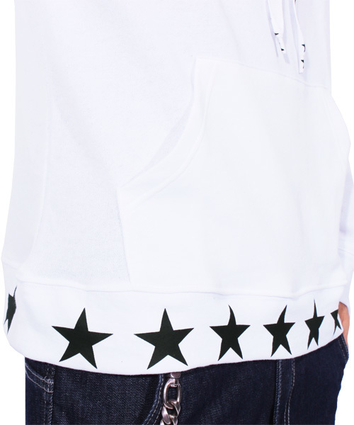 ８(eight)（エイト）の「星柄 ライン プルオーバー パーカー スウェット （パーカー・メンズ・ホワイト/ブラック/ピンク・MEDIUM/LARGE）」の5枚目の写真