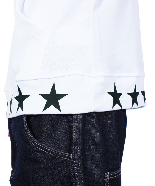 ８(eight)（エイト）の「星柄 ライン プルオーバー パーカー スウェット （パーカー・メンズ・ホワイト/ブラック/ピンク・MEDIUM/LARGE）」の8枚目の写真