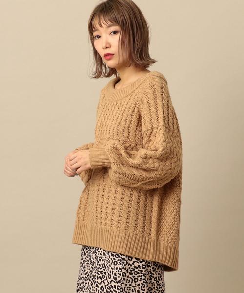 Another Edition(アナザーエディション)の「ケーブルパッチPO ◆(ニット/セーター・レディース・ネイビー/オフホワイト/ベージュ/ライム・FREE)」の3枚目の写真